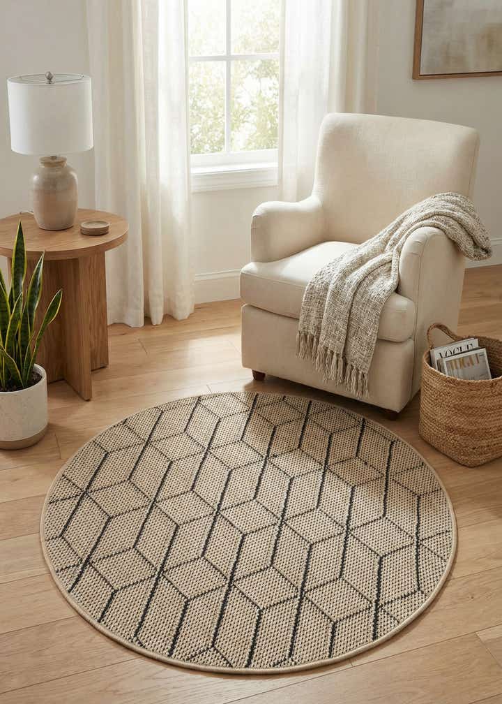 3' 1 x 3' 1 Easy-Clean Trellis Indoor / Outdoor Round Rug