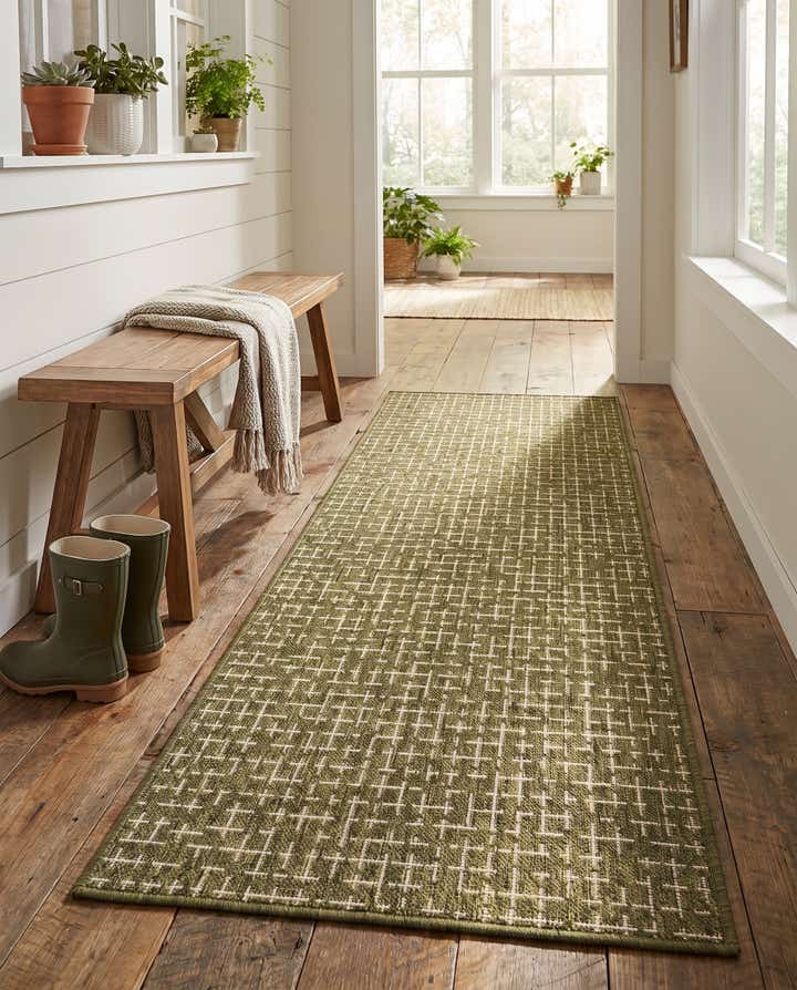 2' x 6' Easy-Clean Checkered Indoor / Outdoor Runner Rug