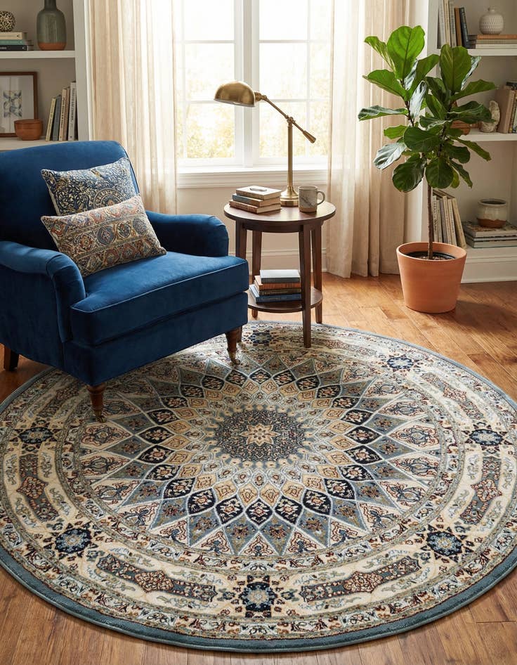 Detail image of 5' 3 x 5' 3 Nain Design Round Rug