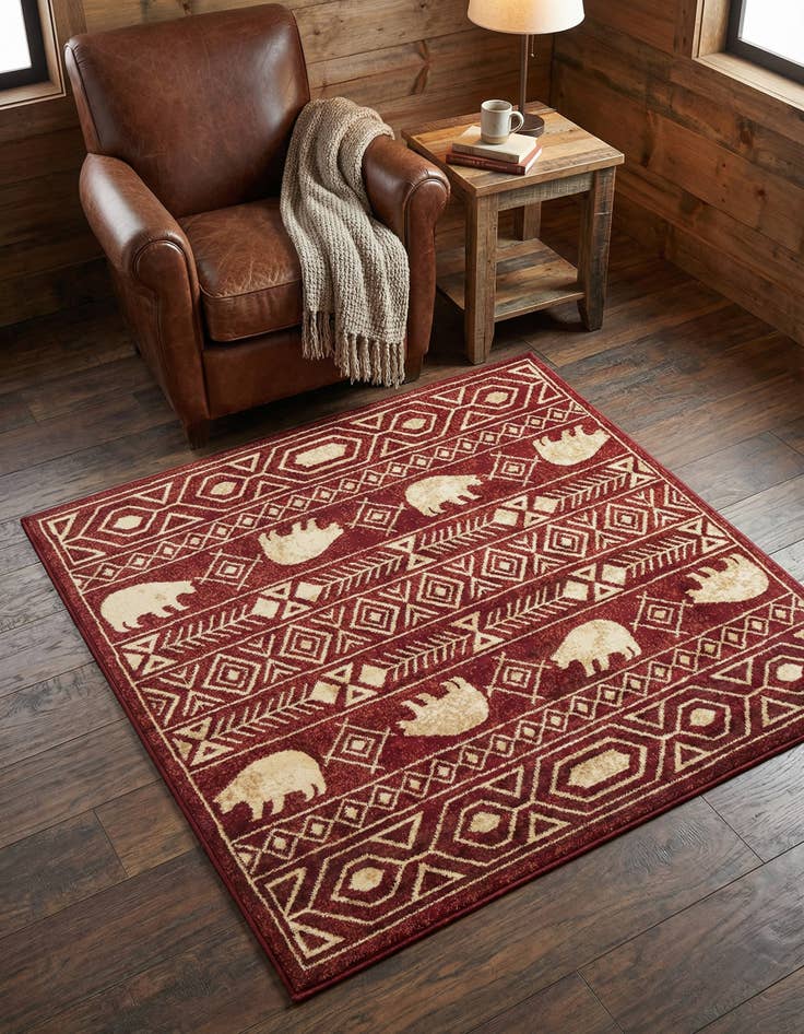 Detail image of  5' 3 x 5' 3 Pioneer Square Rug