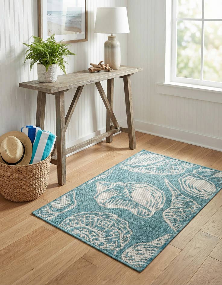 Detail image of 2' x 3'  Washable Coastal Indoor / Outdoor Rug