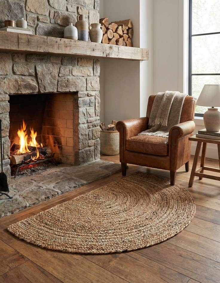 Detail image of 2' 2 x 3' 7 Handmade Braided Jute Hearth Rug