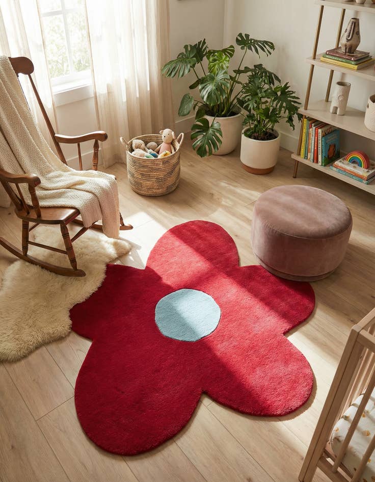 Detail image of 4' 1 x 4' 1 Happy Rugs Funky Flower Wool Round