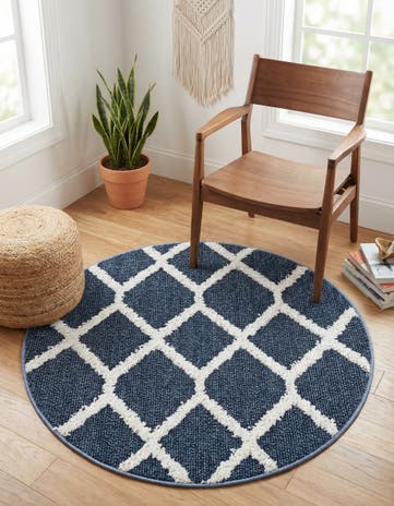 Blue Boho Round Rug