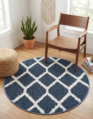 Blue Boho Round Rug