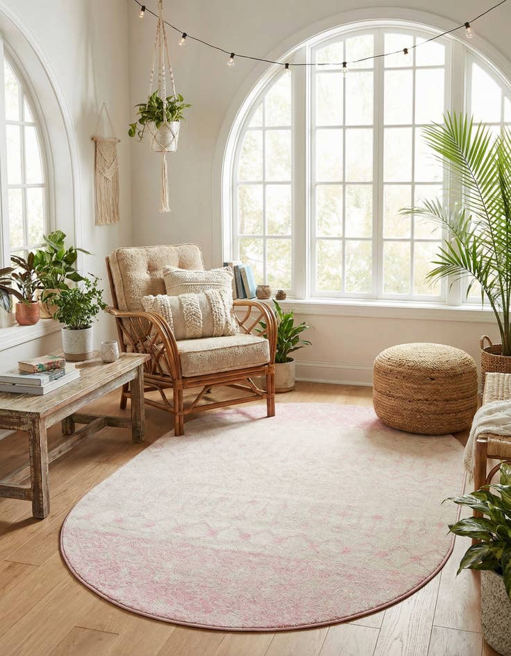 Detail image of 5' 3 x 8' Moroccan Trellis Oval Rug