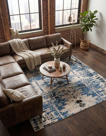 Blue Tucson Square Rug