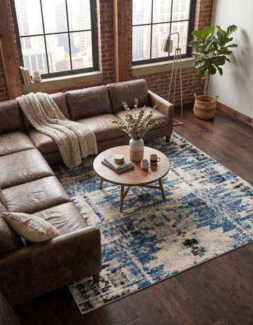 Blue Tucson Square Rug
