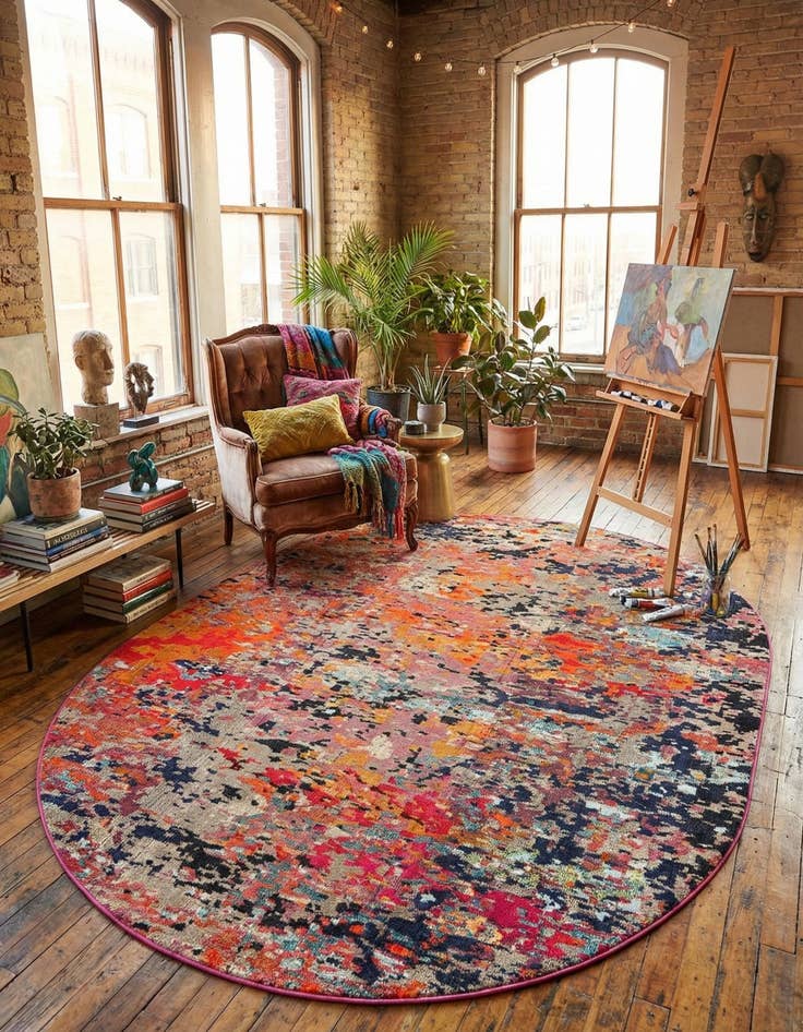 Detail image of 7' 10 x 10' Washable Vivid Oval Rug
