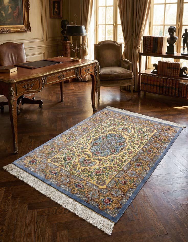 Detail image of 2' 8 x 3' 10 Ghom Silk Rug