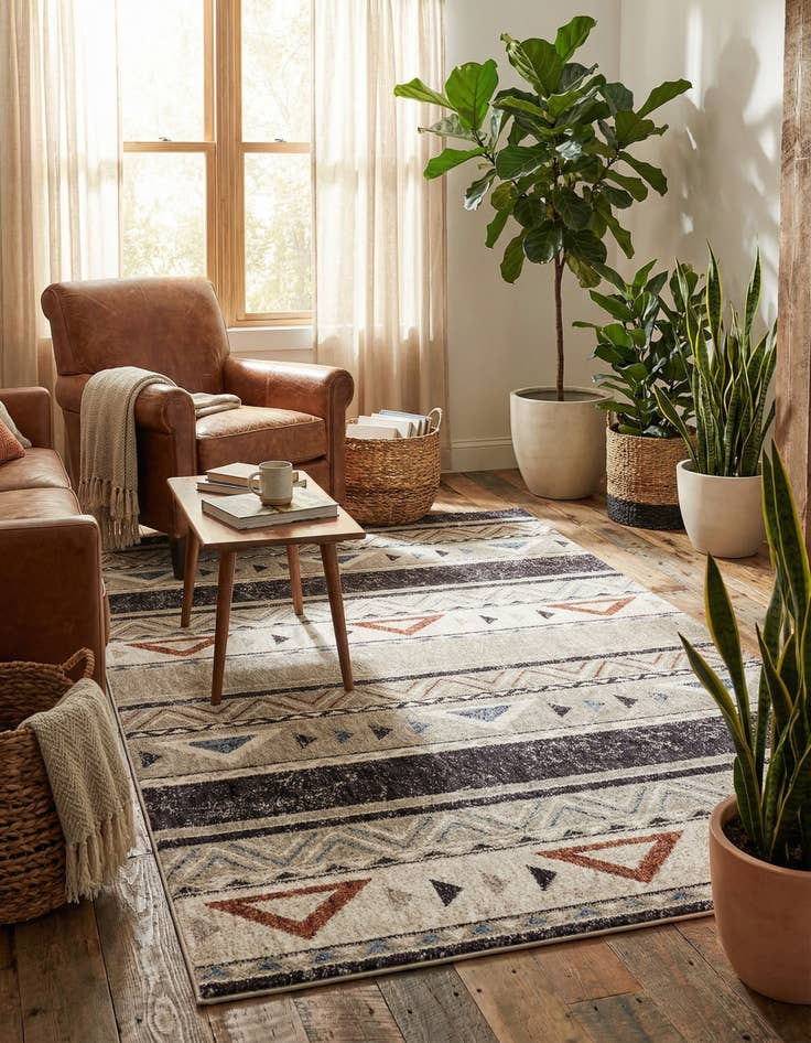 Detail image of 5' 3 x 8' Eco Southwestern Rug