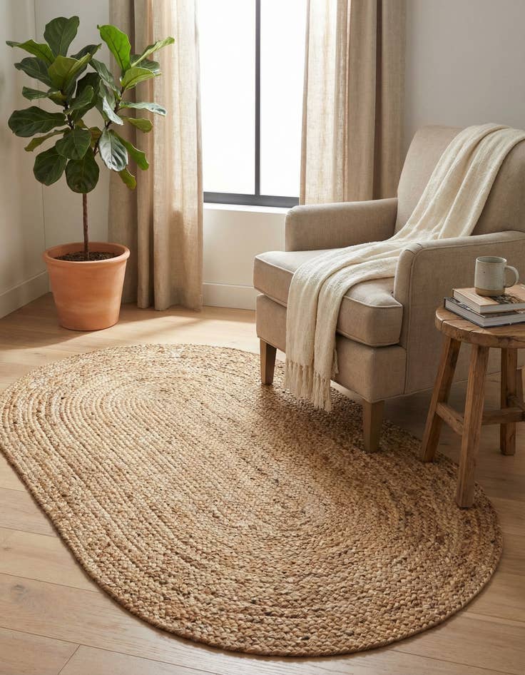 Detail image of 3' 3 x 5' 1  Hand Braided Jute Oval Rug