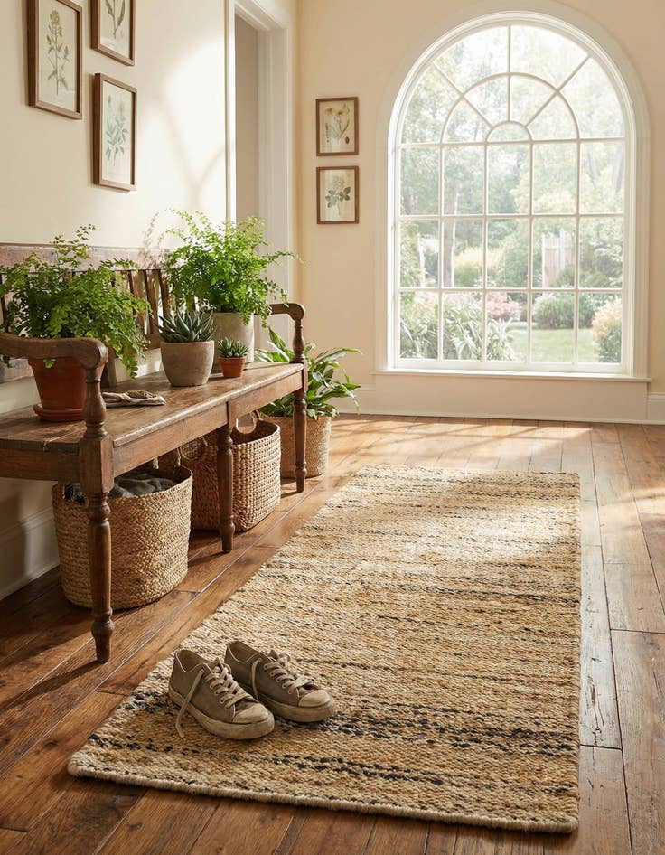 Detail image of 2' x 4' 1 Hand Woven Palm Beach Jute Runner Rug