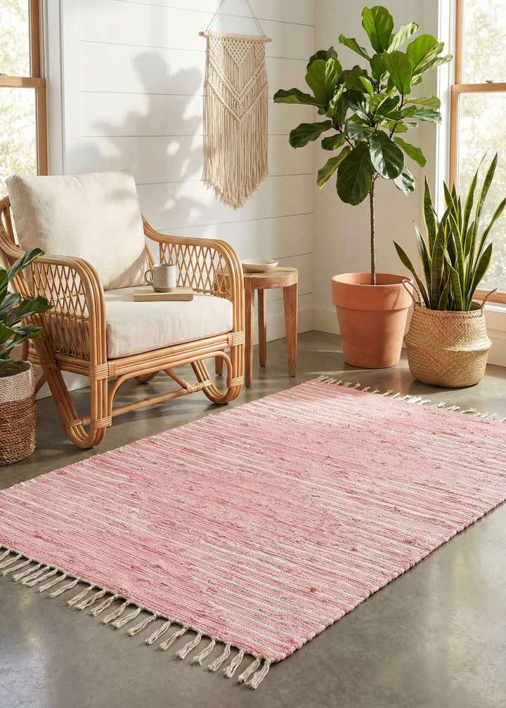4' 1 x 6' 1 Hand Woven Chindi Cotton Rug