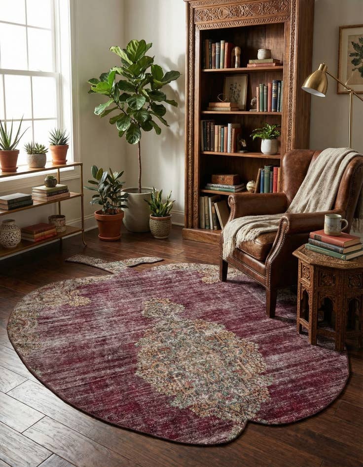 Detail image of 6' x 7' Hand Knotted Ultra Vintage Persian Wool Square Rug