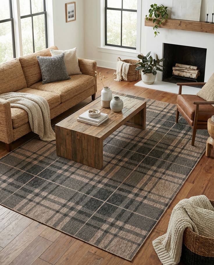 Detail image of 6' x 9' Easy-Clean Checkered Indoor / Outdoor Rug