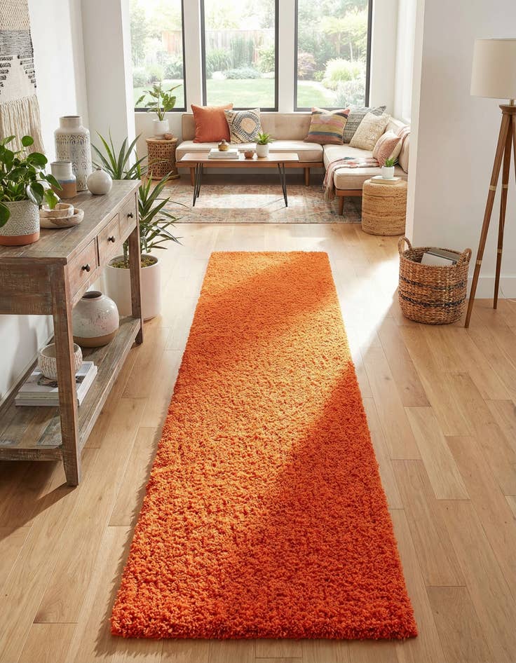 Detail image of 2' 7 x 13' Solid Shag Runner Rug