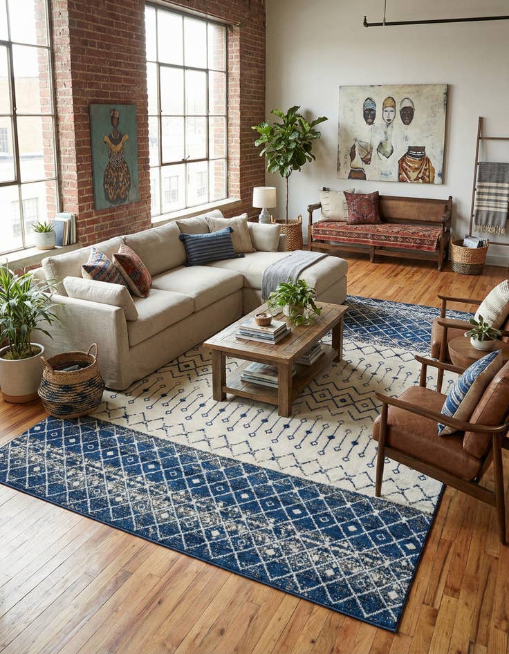 Detail image of 10' 8 x 14' Moroccan Trellis Rug