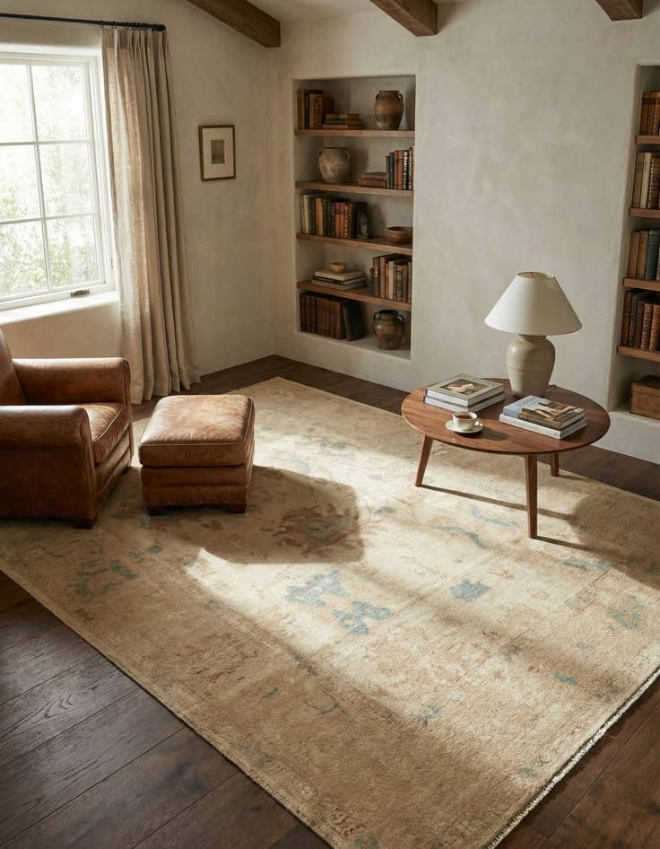 Detail image of 8' 1 x 9' 11 Hand Knotted Oushak Wool Rug