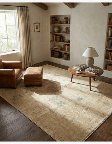 8' 1 x 9' 11 Hand Knotted Oushak Wool Rug