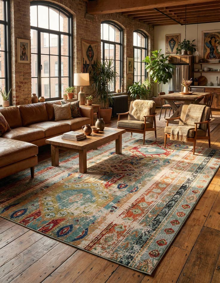 Detail image of 10' 6 x 16' 5 Washable Santa Fe Rug