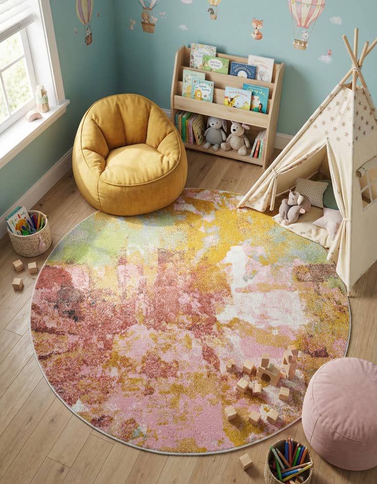 Detail image of 5' 1 x 5' 1 Abstract Whimsy Kids Round Rug