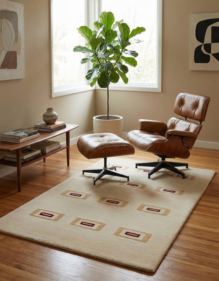 Detail image of 3' 1 x 4' 11 Hand Knotted Darya Wool Rug