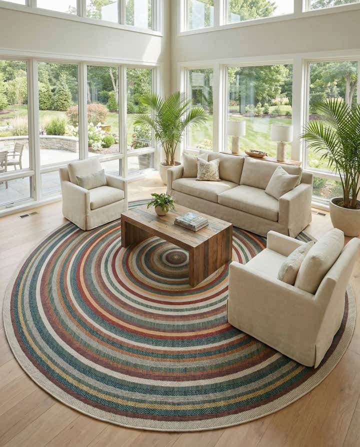 12' x 12' Easy-Clean Baja Indoor / Outdoor Round Rug