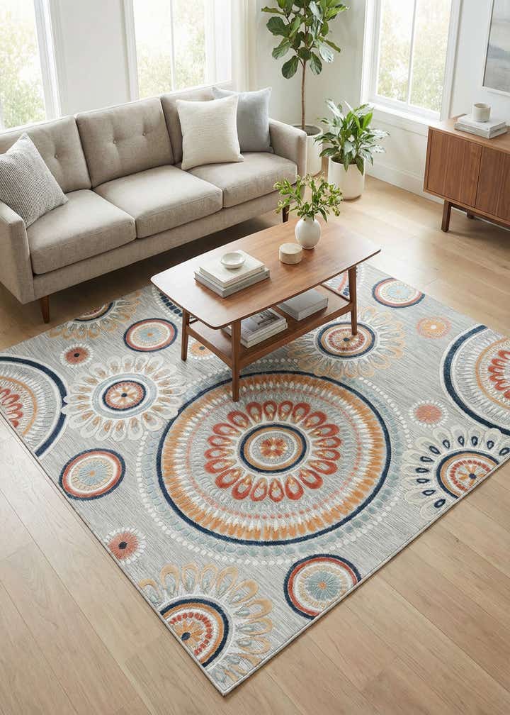 8' 2 x 8' 2 Easy-Clean Botanical Indoor / Outdoor Square Rug