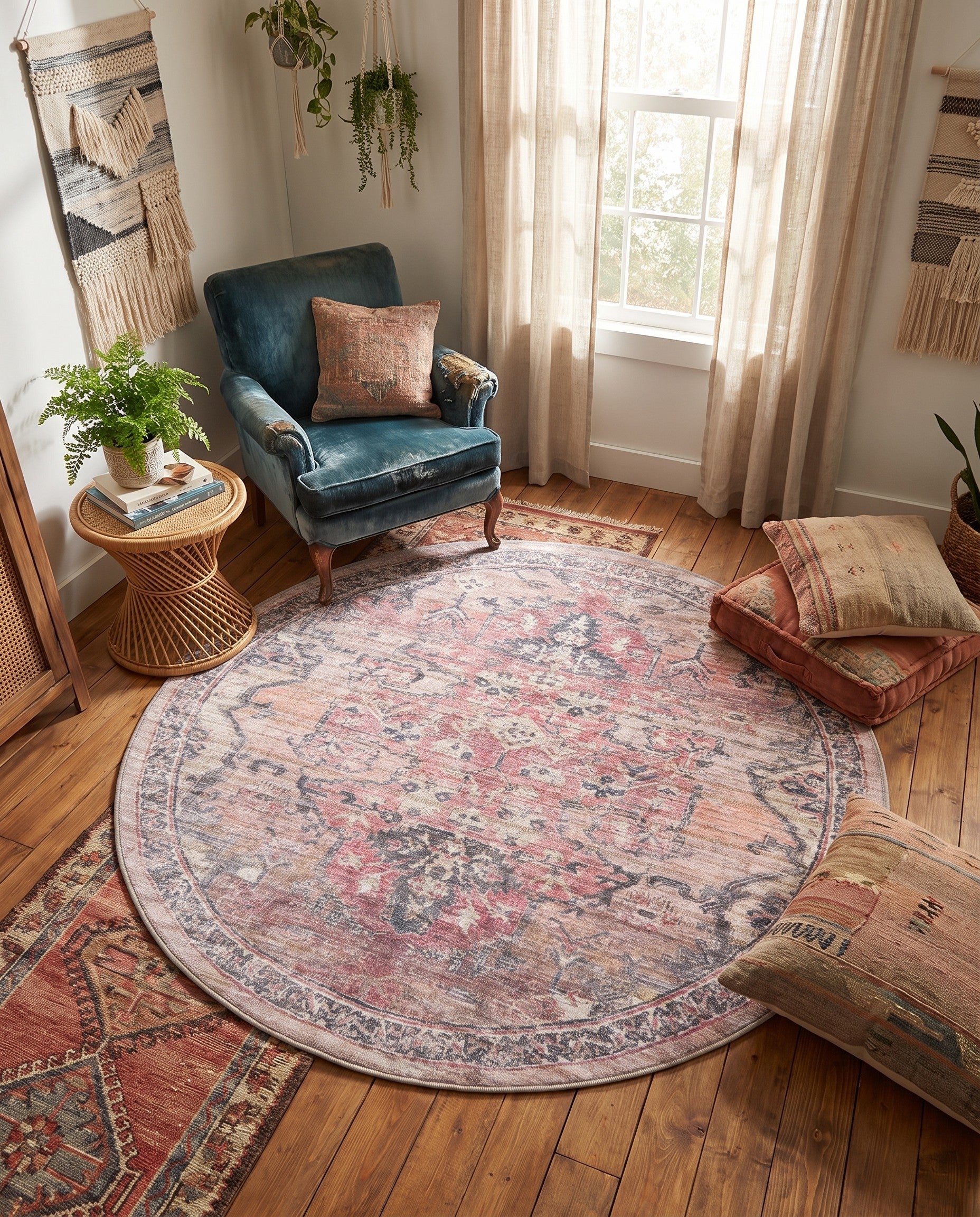 6' x 6' Washable Nostalgia Round Rug