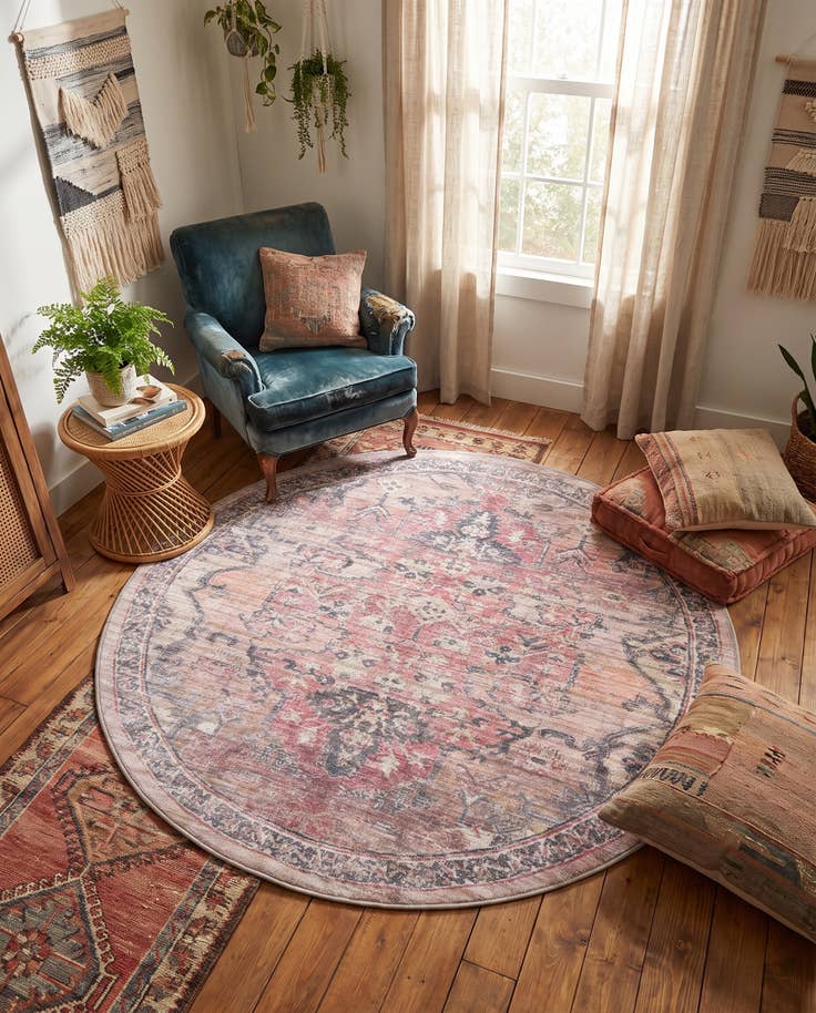 Vue détaillée : 185cm x 185cm Lavable Nostalgia Tapis Rond