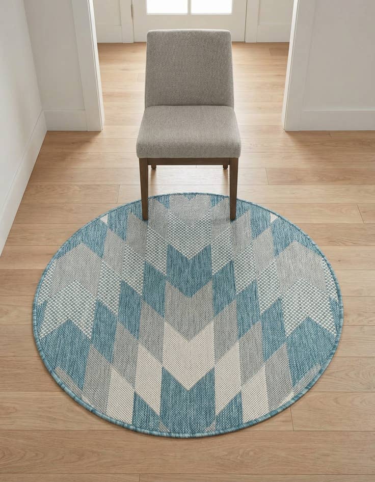 Detail image of 3' x 3' Washable Modern Indoor / Outdoor Round Rug