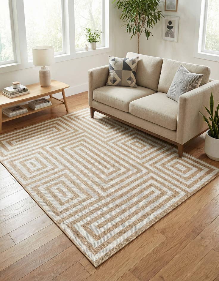 Detail image of  5' 3 x 7'  Washable Modern Indoor / Outdoor Rug