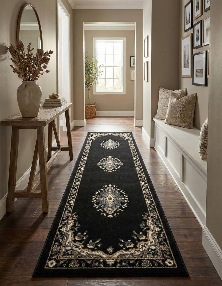 Detail image of 2' x 8' 2 Mashad Design Runner Rug