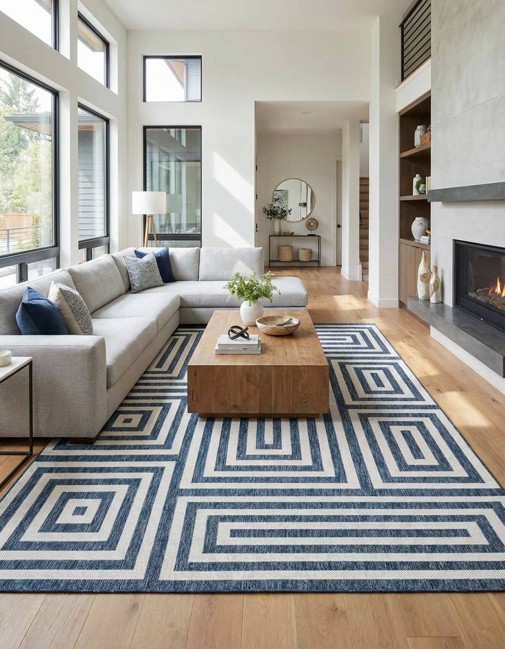 Detail image of  10' x 14'  Washable Modern Indoor / Outdoor Rug