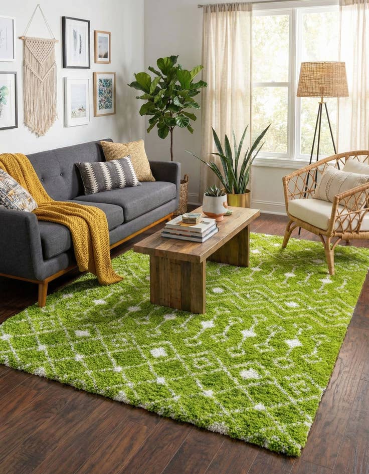 Detail image of 7' 10 x 10' Moroccan Trellis Shag Rug