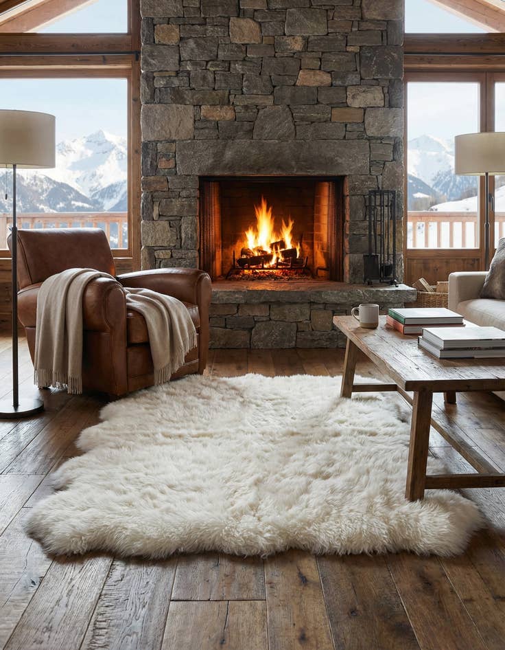 Detail image of 6' x 6' Natural Sheepskin Square Rug