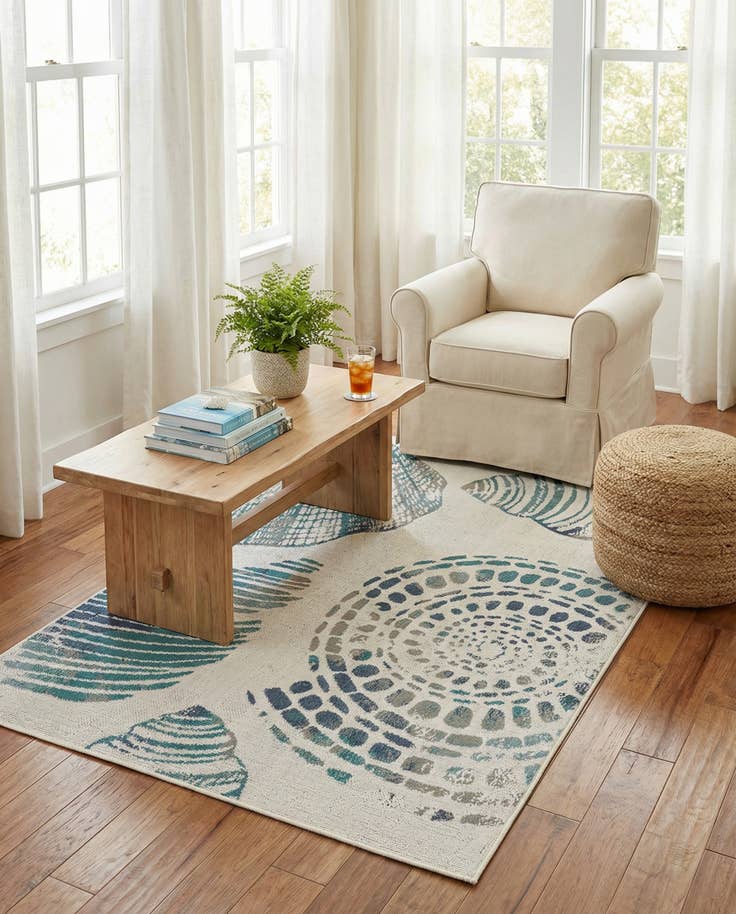 Detail image of 4' x 6' Easy-Clean Coastal Indoor / Outdoor Rug