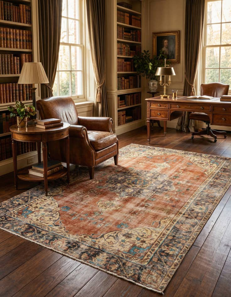 Detail image of 4' 3 x 7' 10 Hand Knotted Ultra Vintage Persian Wool Rug