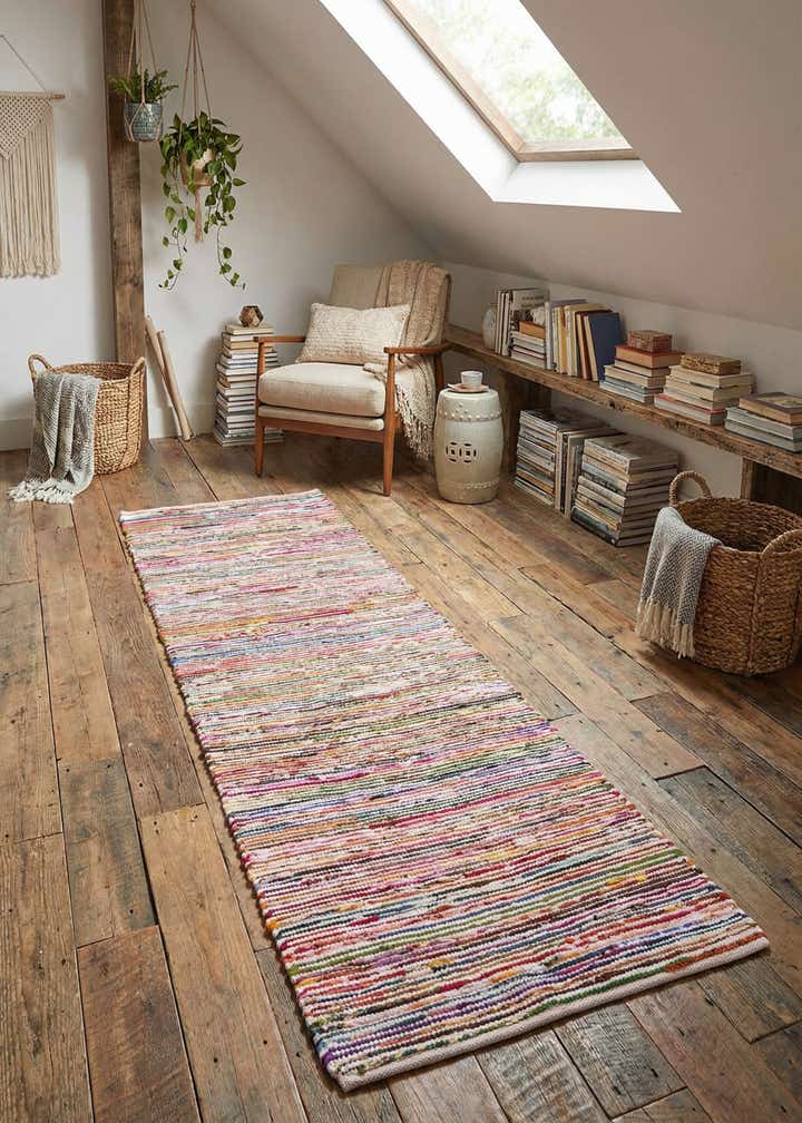 2' 7 x 10' Hand Woven Chindi Cotton Runner Rug