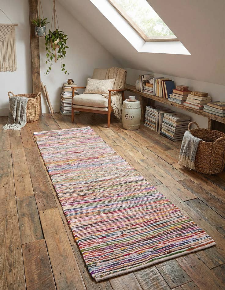 Detail image of 2' 7 x 10' Hand Woven Chindi Cotton Runner Rug