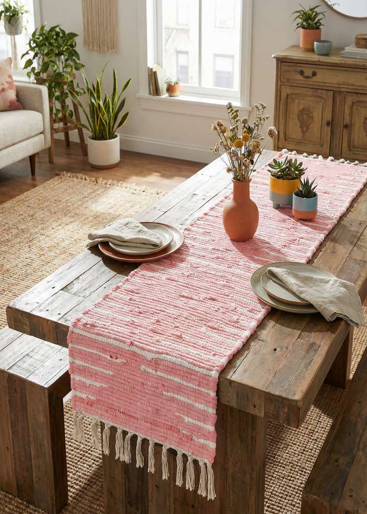 1' 2 x 4' 1 Hand Woven Chindi Cotton Table Runner Rug