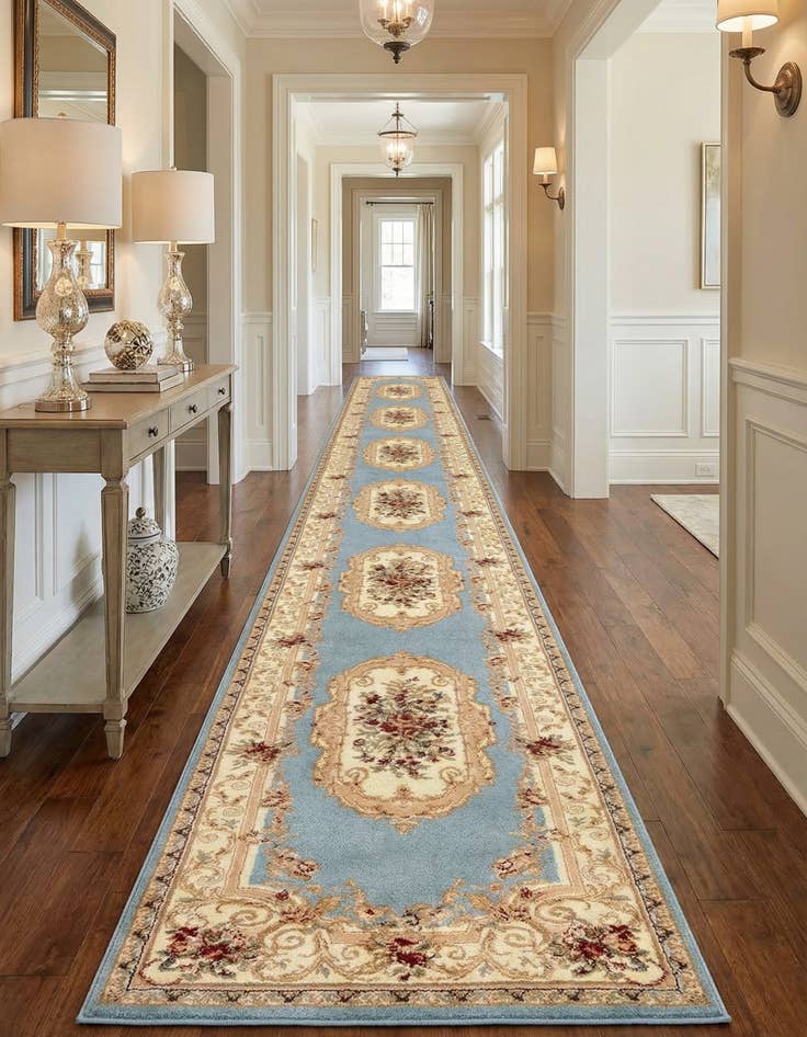 Detail image of 3' x 16' 5 Classic Aubusson Runner Rug