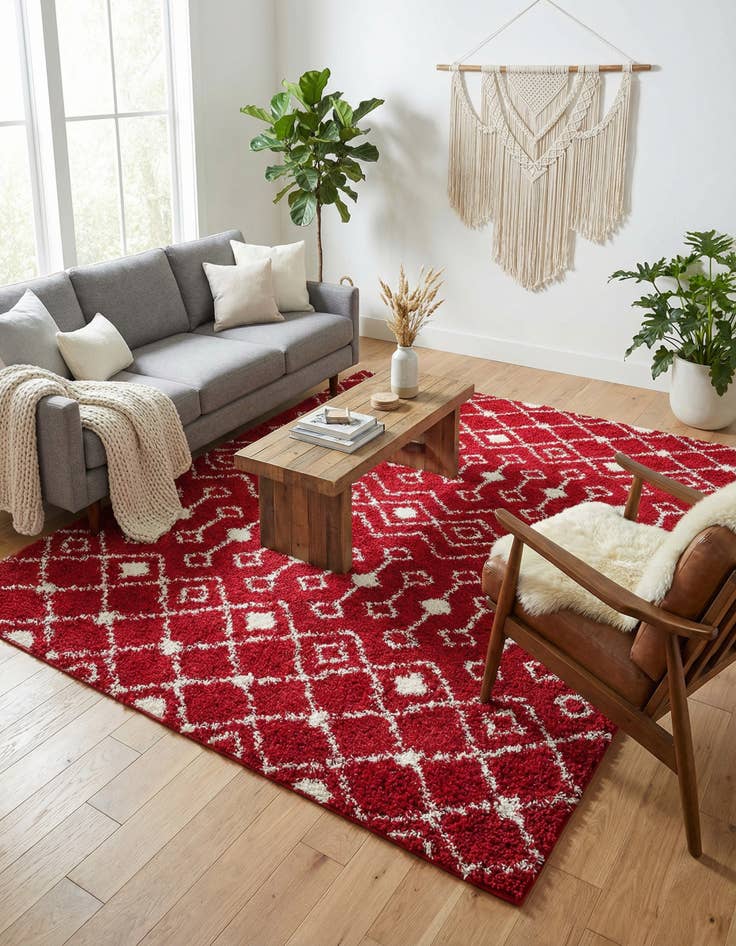 Detail image of 7' 10 x 10' Moroccan Trellis Shag Rug