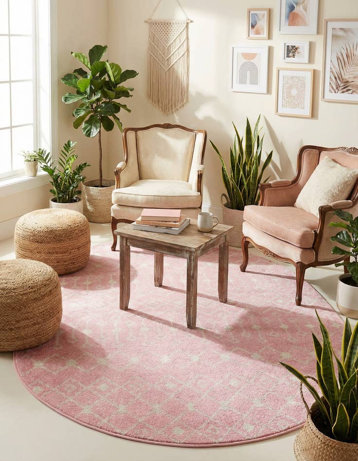 Detail image of 5' 3 x 8' Moroccan Trellis Oval Rug