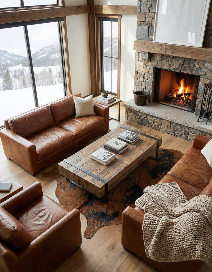 Detail image of 6' 8 x 6' 8 Cowhide Leather Square Rug