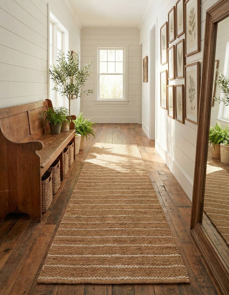 Detail image of 2' 7 x 12' Hand Braided Laurel Handwoven Jute Runner Rug