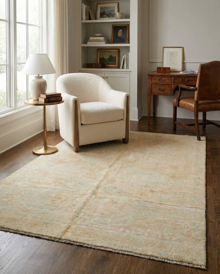 Detail image of 4' 2 x 5' 11 Hand Knotted Oushak Wool Rug