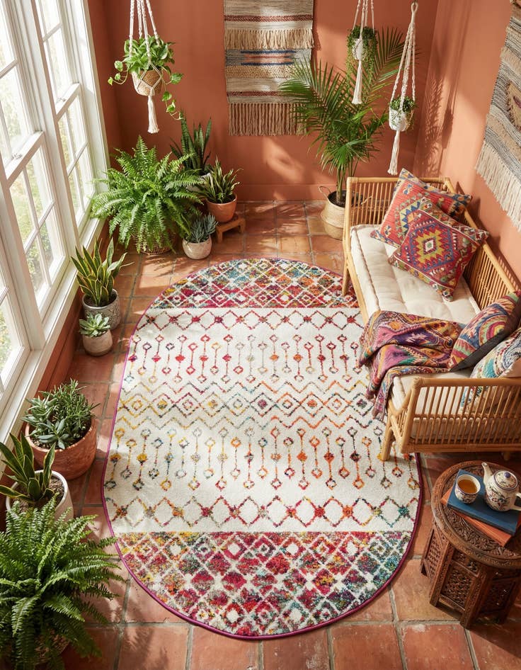 Detail image of 4' x 6' Moroccan Trellis Oval Rug
