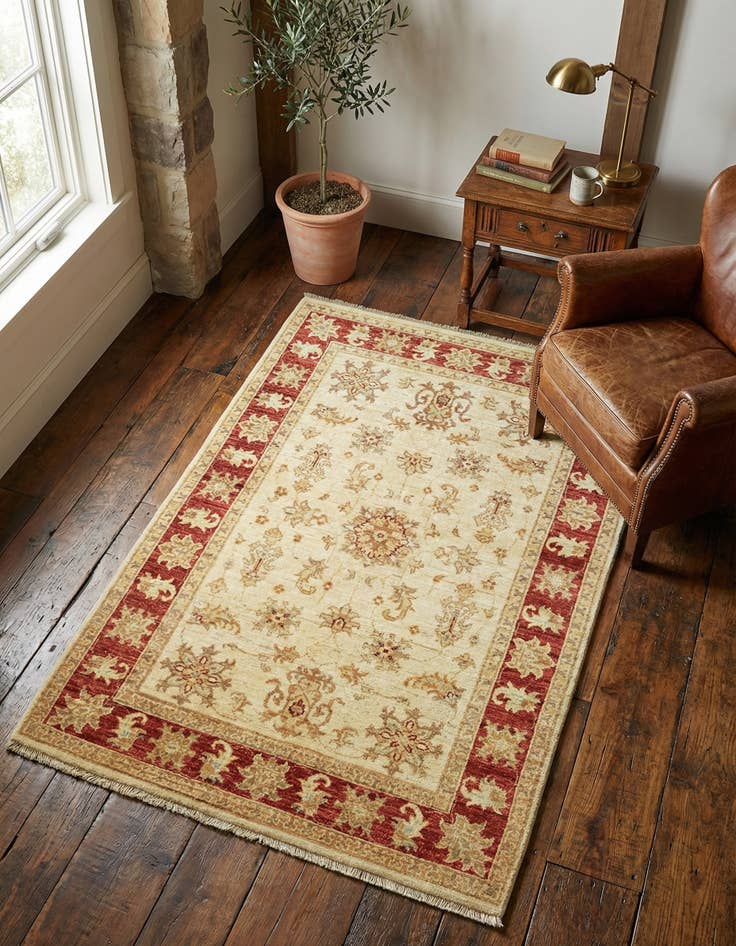 Detail image of 3' 3 x 4' 11 Hand Knotted Peshawar Ziegler Rug